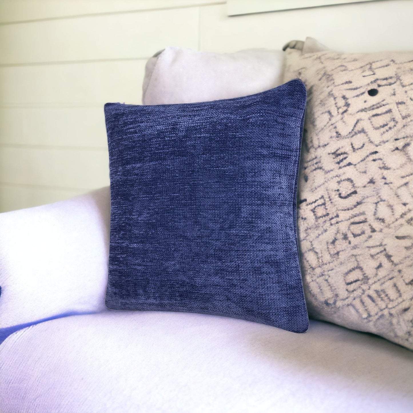20" X 20" Blue Chenille Zippered Pillow 4.0" (L) x 20.0" (W) x 20.0" (H) FurniFindUSA