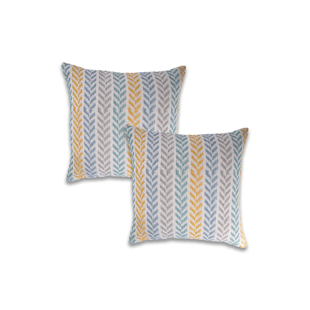 Set of Two 18" X 18" Yellow Beach Chevron Cotton Zippered Pillow HomeRoots