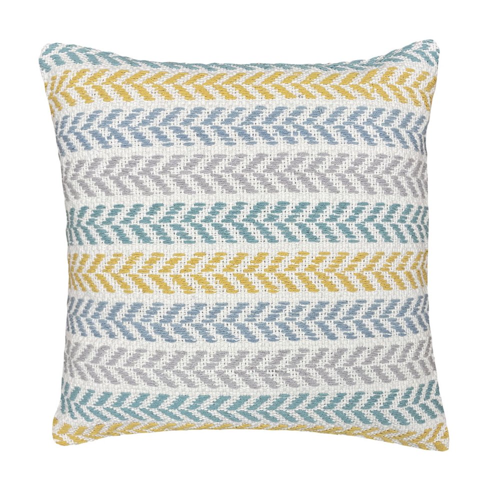 Set of Two 18" X 18" Yellow Beach Chevron Cotton Zippered Pillow — view 3