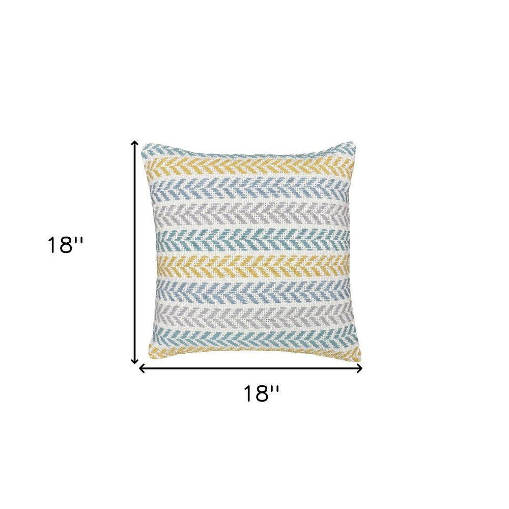 Set of Two 18" X 18" Yellow Beach Chevron Cotton Zippered Pillow — view 6