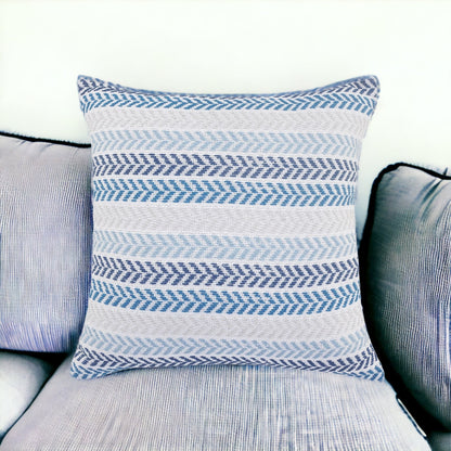 Set of Two 18" X 18" Blue Beach Chevron Cotton Zippered Pillow 4.0" (L) x 18.0" (W) x 18.0" (H)