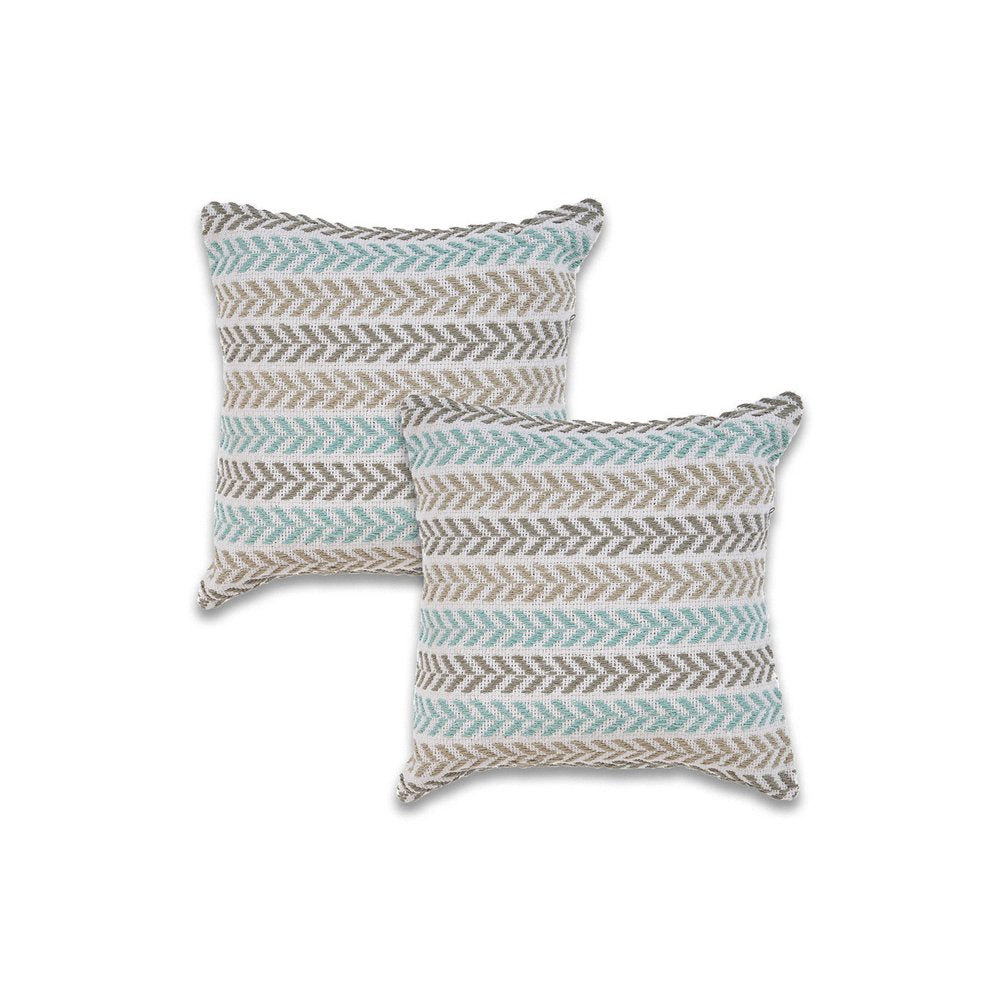 Set of Two 18" X 18" Blue Beach Chevron Cotton Zippered Pillow HomeRoots