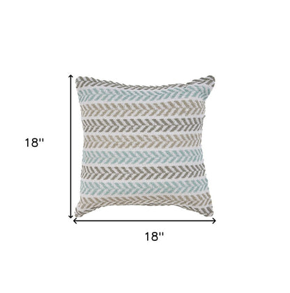 Set of Two 18" X 18" Blue Beach Chevron Cotton Zippered Pillow HomeRoots