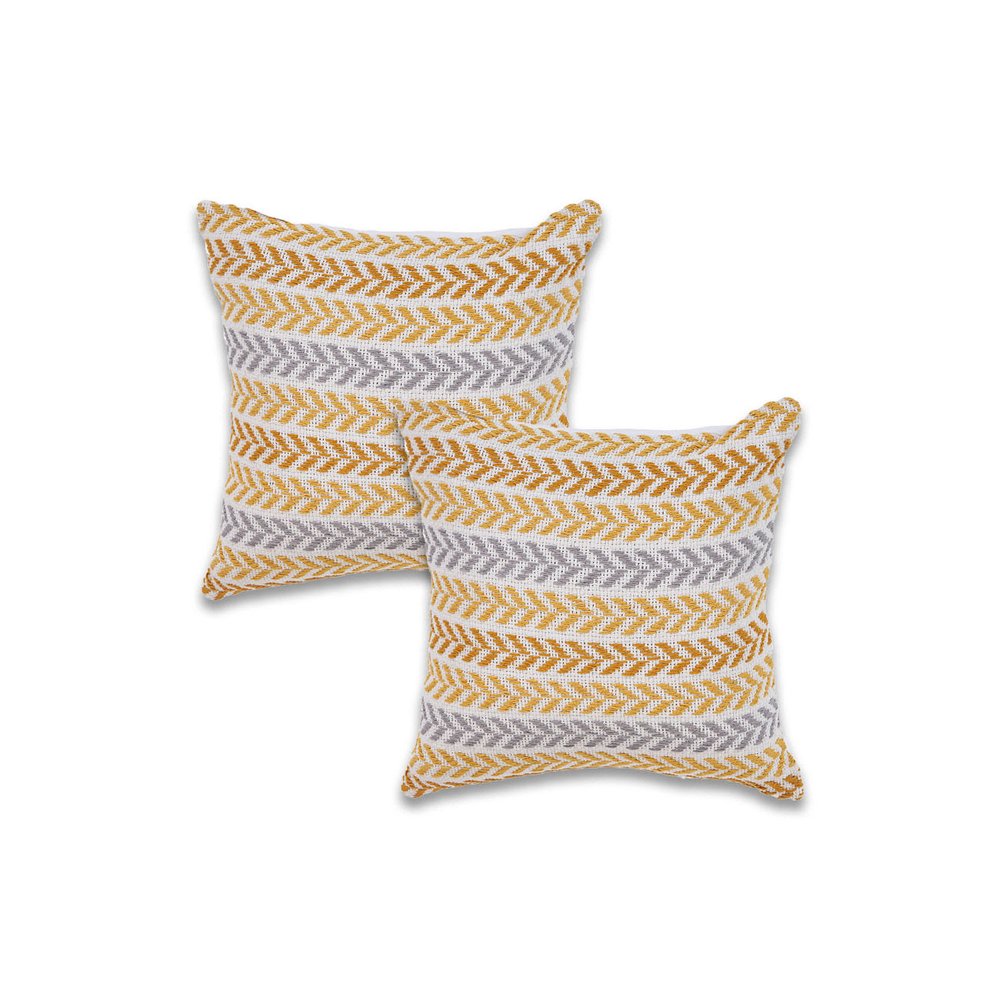 Set of Two 18" X 18" Orange Beach Chevron Cotton Zippered Pillow HomeRoots