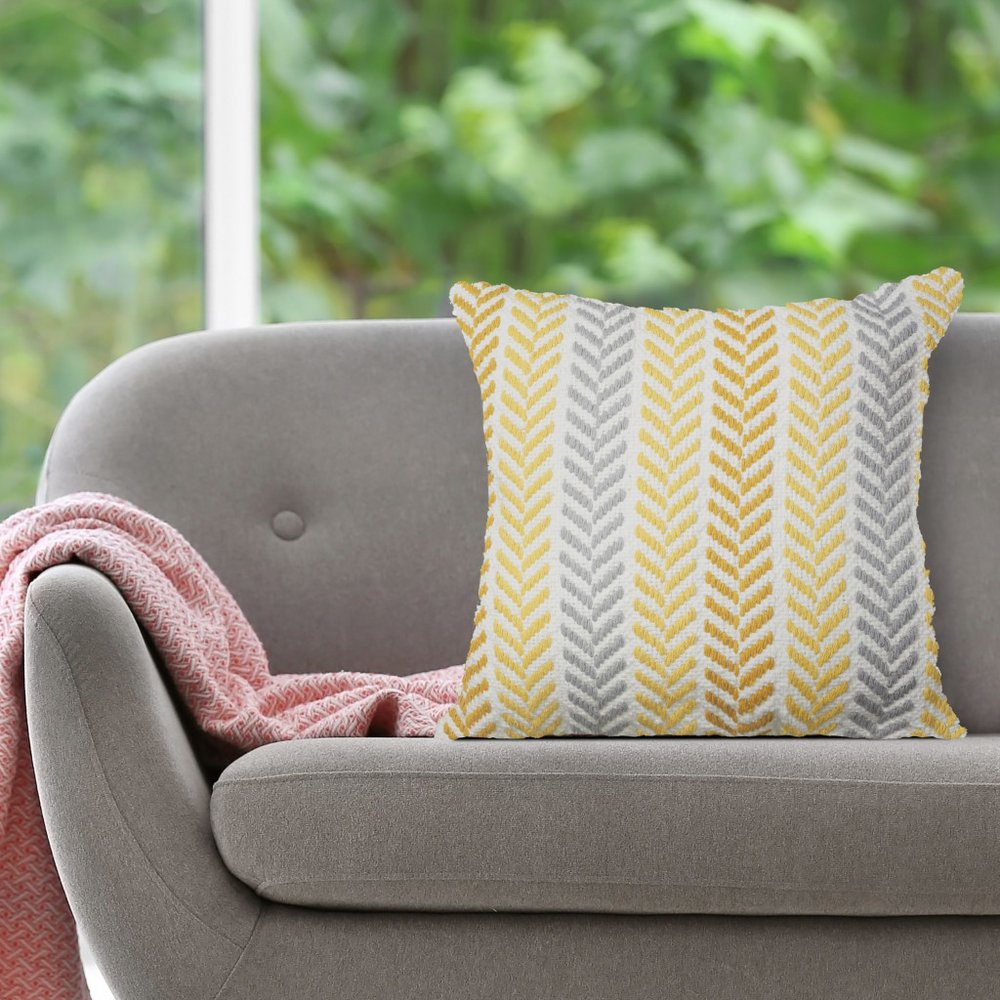 Set of Two 18" X 18" Orange Beach Chevron Cotton Zippered Pillow HomeRoots