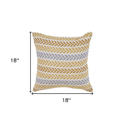 Set of Two 18" X 18" Orange Beach Chevron Cotton Zippered Pillow HomeRoots