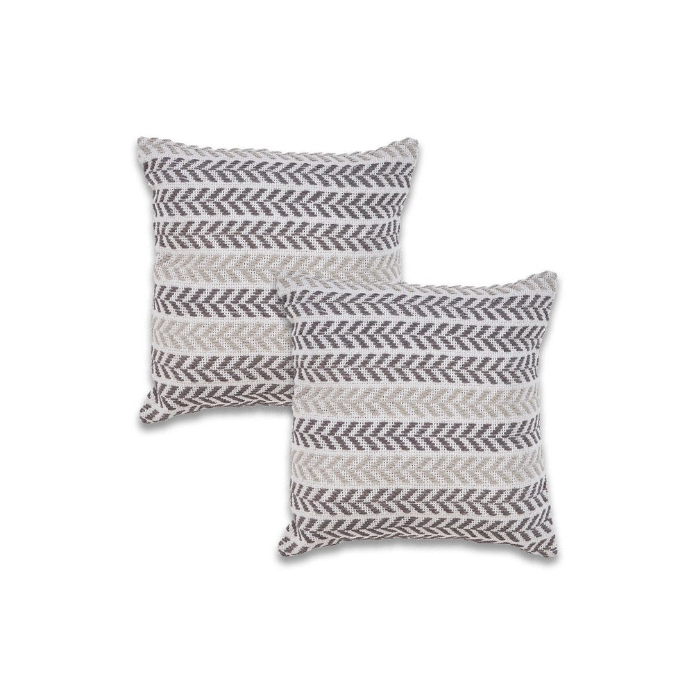 Set of Two 18" X 18" Gray Beach Chevron Cotton Zippered Pillow — view 1