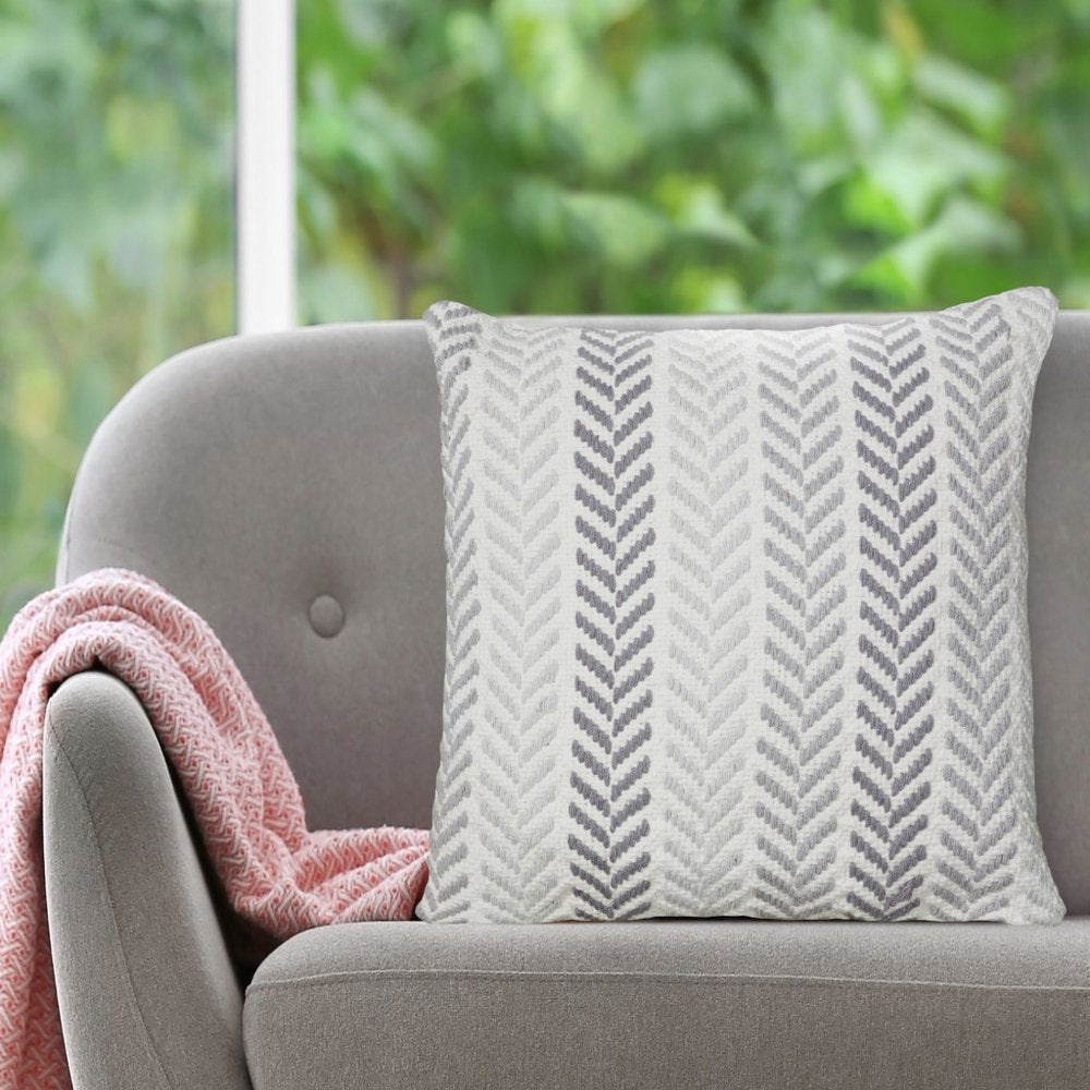 Set of Two 18" X 18" Gray Beach Chevron Cotton Zippered Pillow HomeRoots