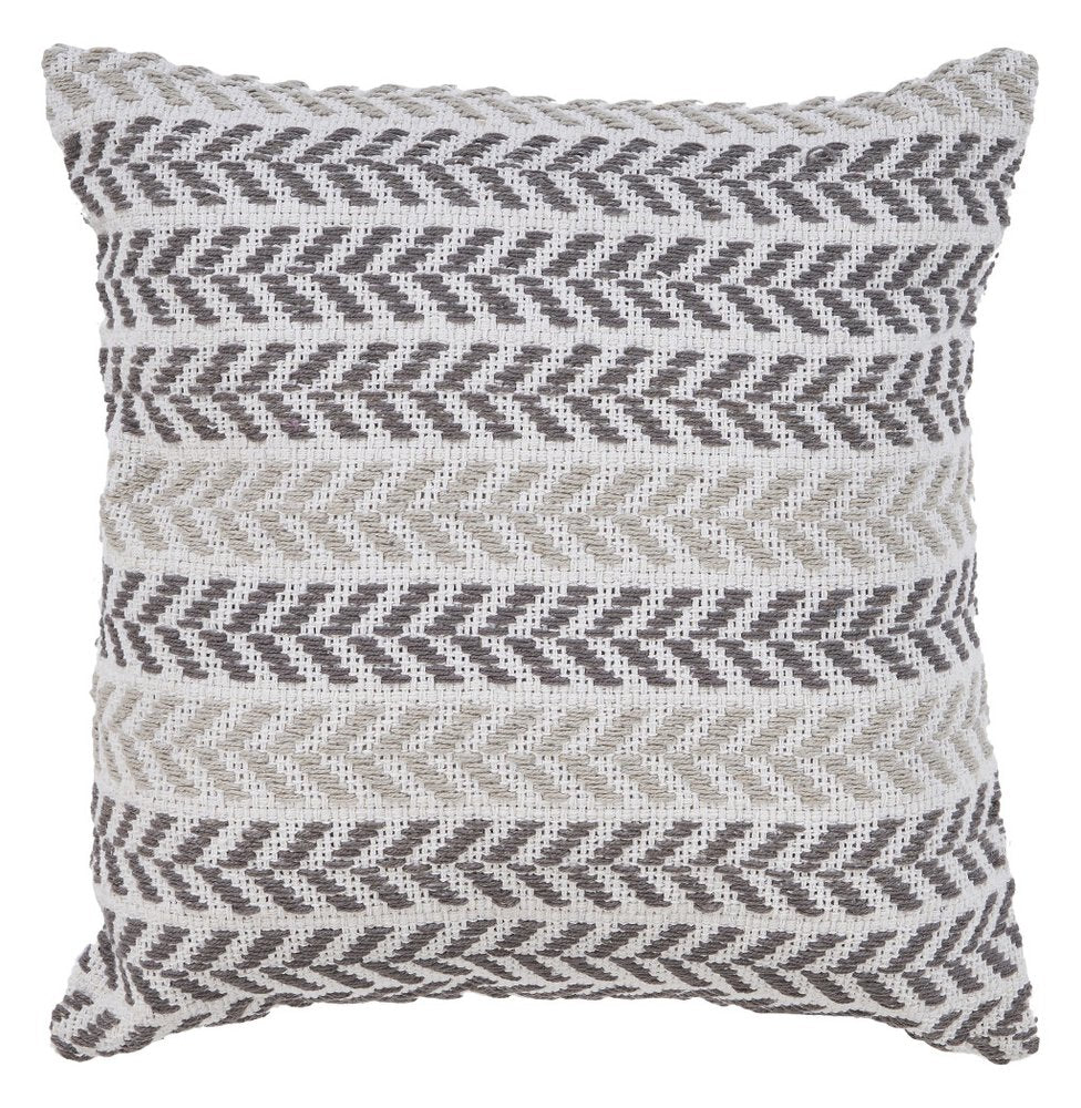 Set of Two 18" X 18" Gray Beach Chevron Cotton Zippered Pillow HomeRoots