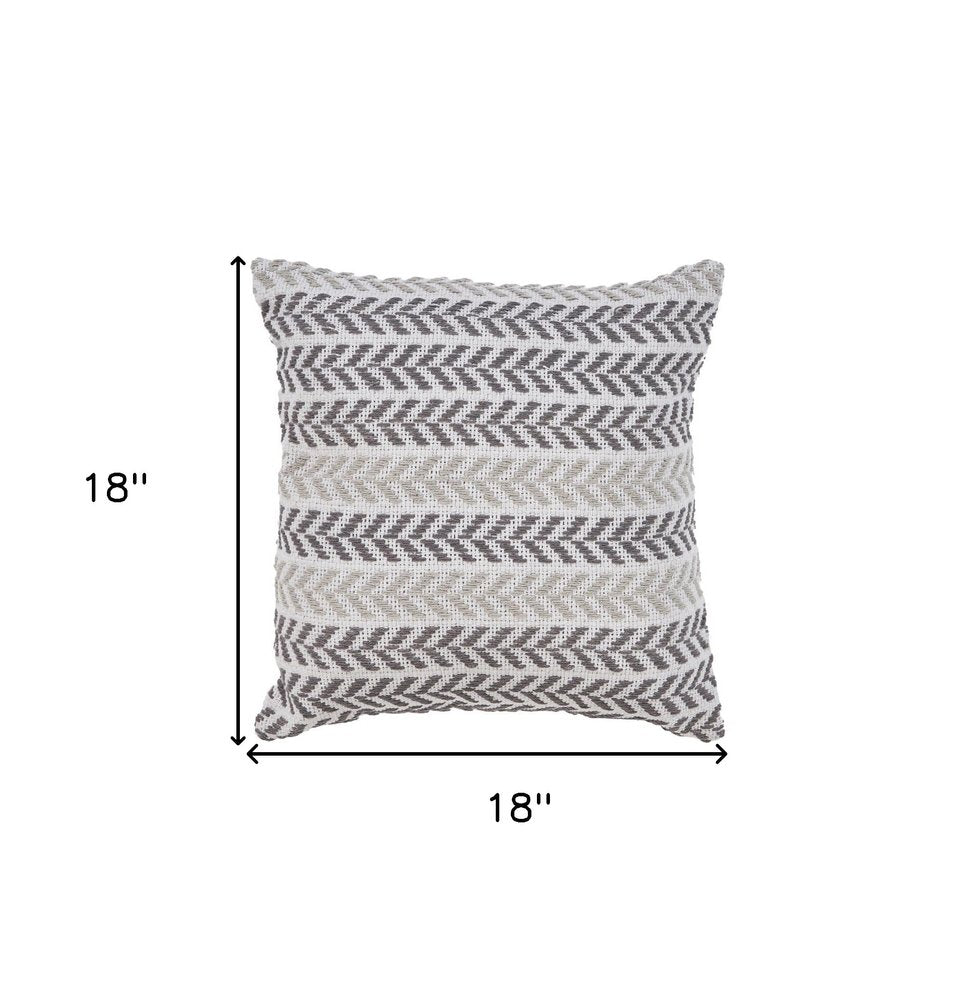 Set of Two 18" X 18" Gray Beach Chevron Cotton Zippered Pillow HomeRoots
