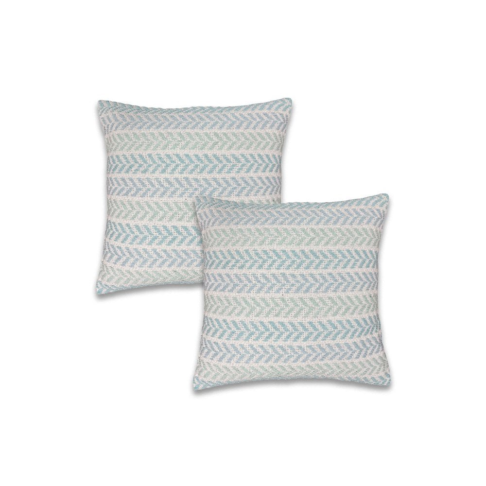 Set of Two 18" X 18" Blue Beach Chevron Cotton Zippered Pillow — view 1
