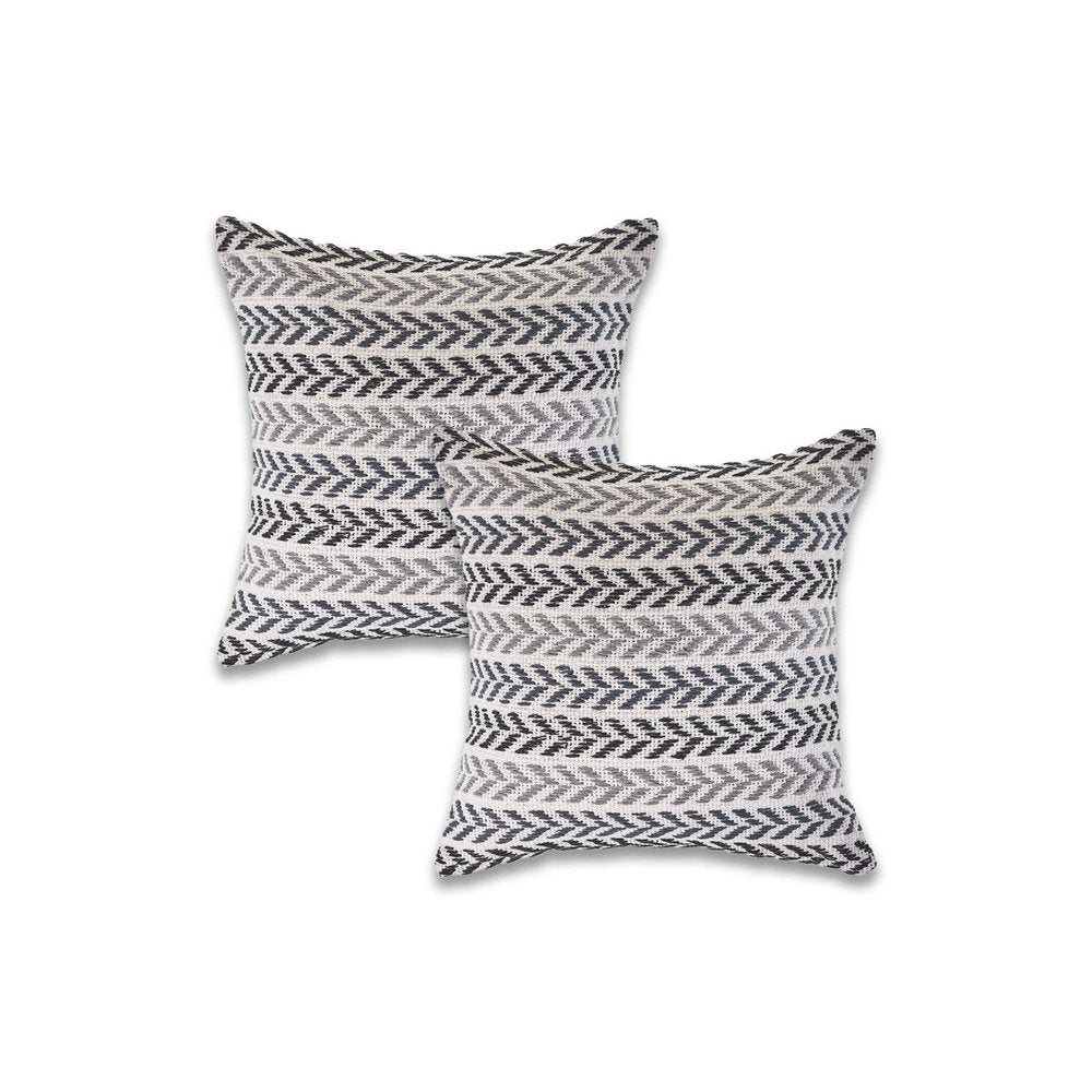 Set of Two 18" X 18" Black Beach Chevron Cotton Zippered Pillow HomeRoots