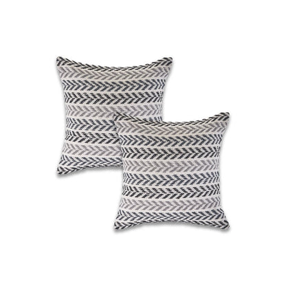 Set of Two 18" X 18" Black Beach Chevron Cotton Zippered Pillow HomeRoots