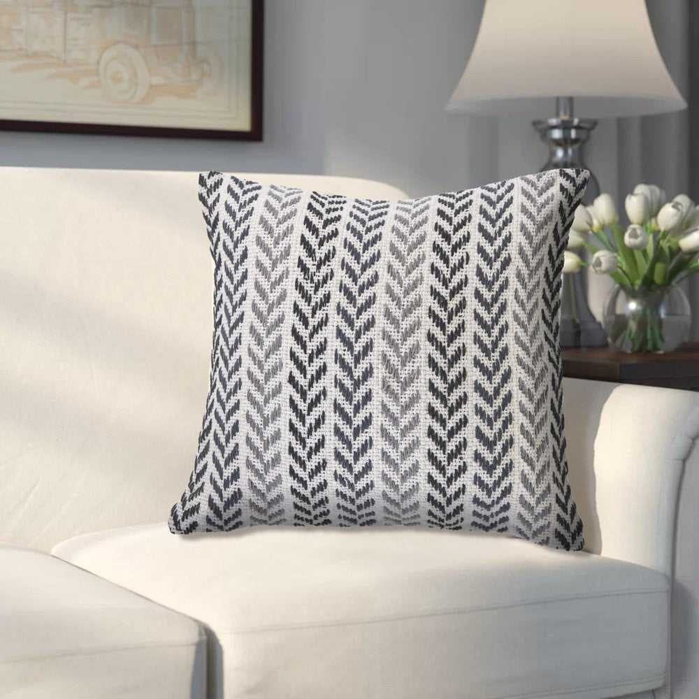 Set of Two 18" X 18" Black Beach Chevron Cotton Zippered Pillow HomeRoots