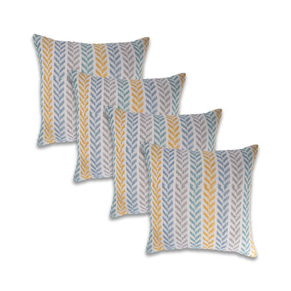 Set of Four 18" X 18" Yellow Beach Chevron Cotton Zippered Pillow HomeRoots