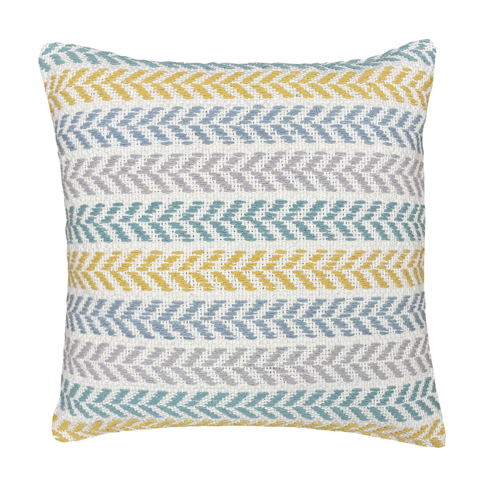 Set of Four 18" X 18" Yellow Beach Chevron Cotton Zippered Pillow FurniFindUSA
