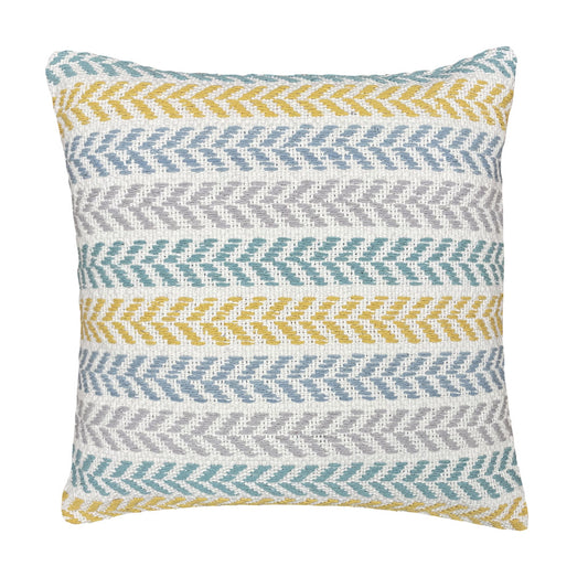 Set of Four 18" X 18" Yellow Beach Chevron Cotton Zippered Pillow