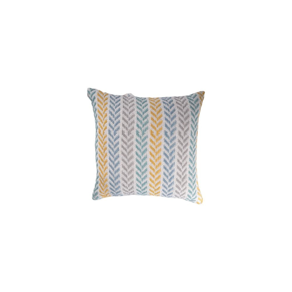Set of Four 18" X 18" Yellow Beach Chevron Cotton Zippered Pillow HomeRoots