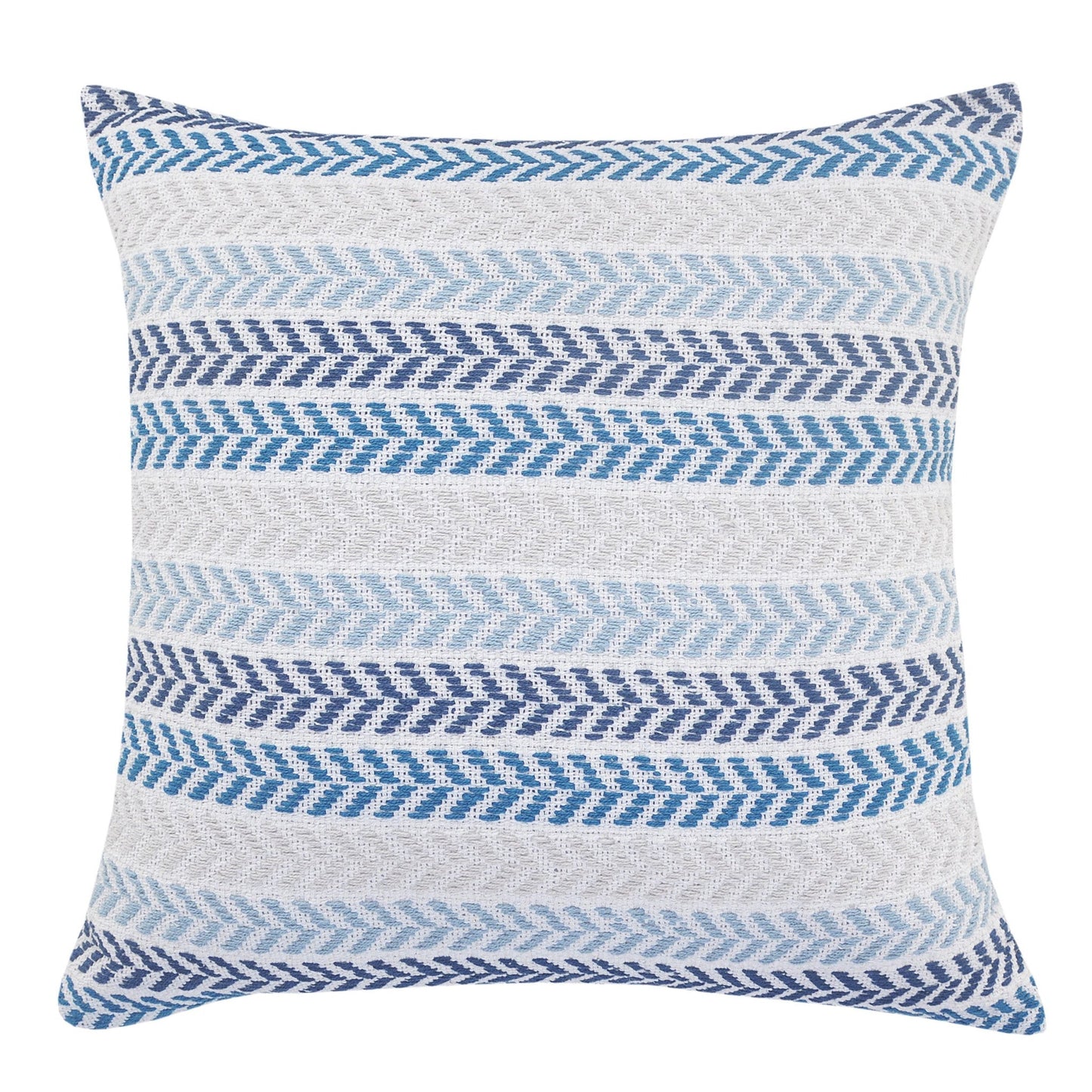 Set of Four 18" X 18" Blue Beach Chevron Cotton Zippered Pillow 4.0" (L) x 18.0" (W) x 18.0" (H) FurniFindUSA