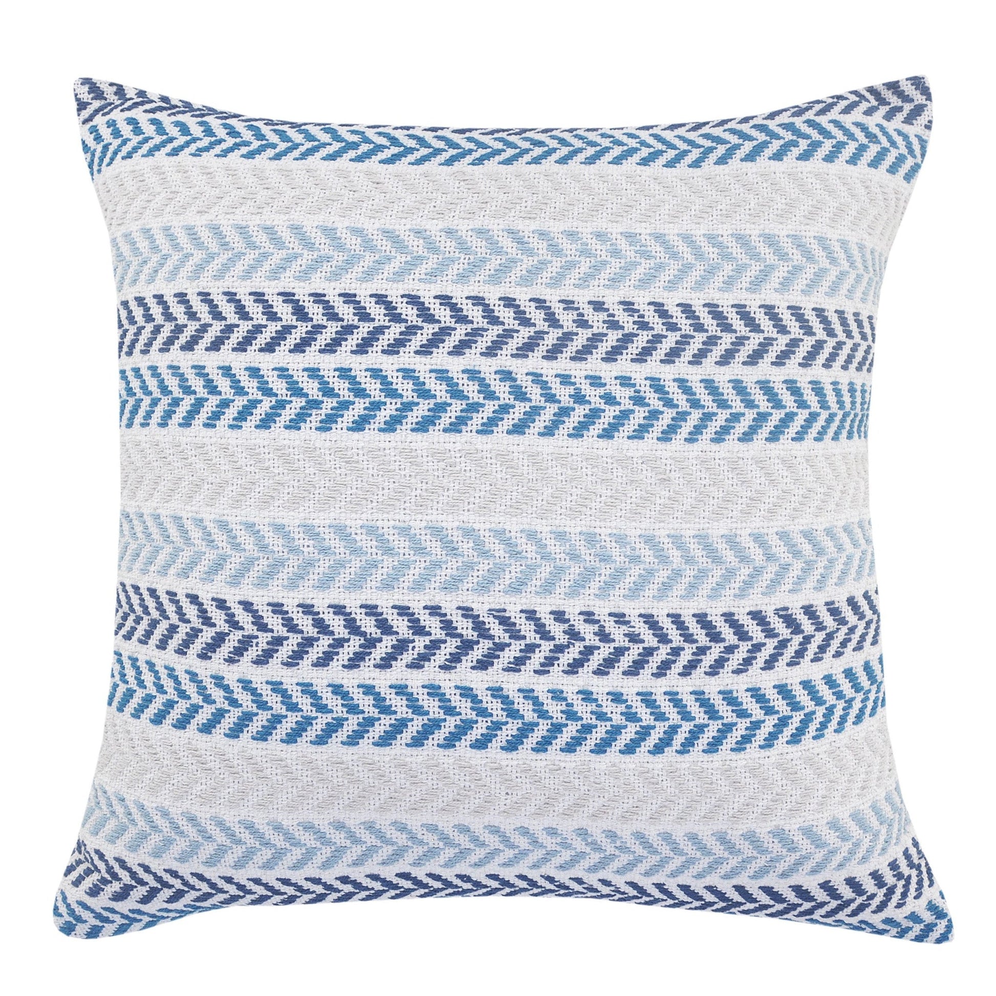 Set of Four 18" X 18" Blue Beach Chevron Cotton Zippered Pillow 4.0" (L) x 18.0" (W) x 18.0" (H) FurniFindUSA