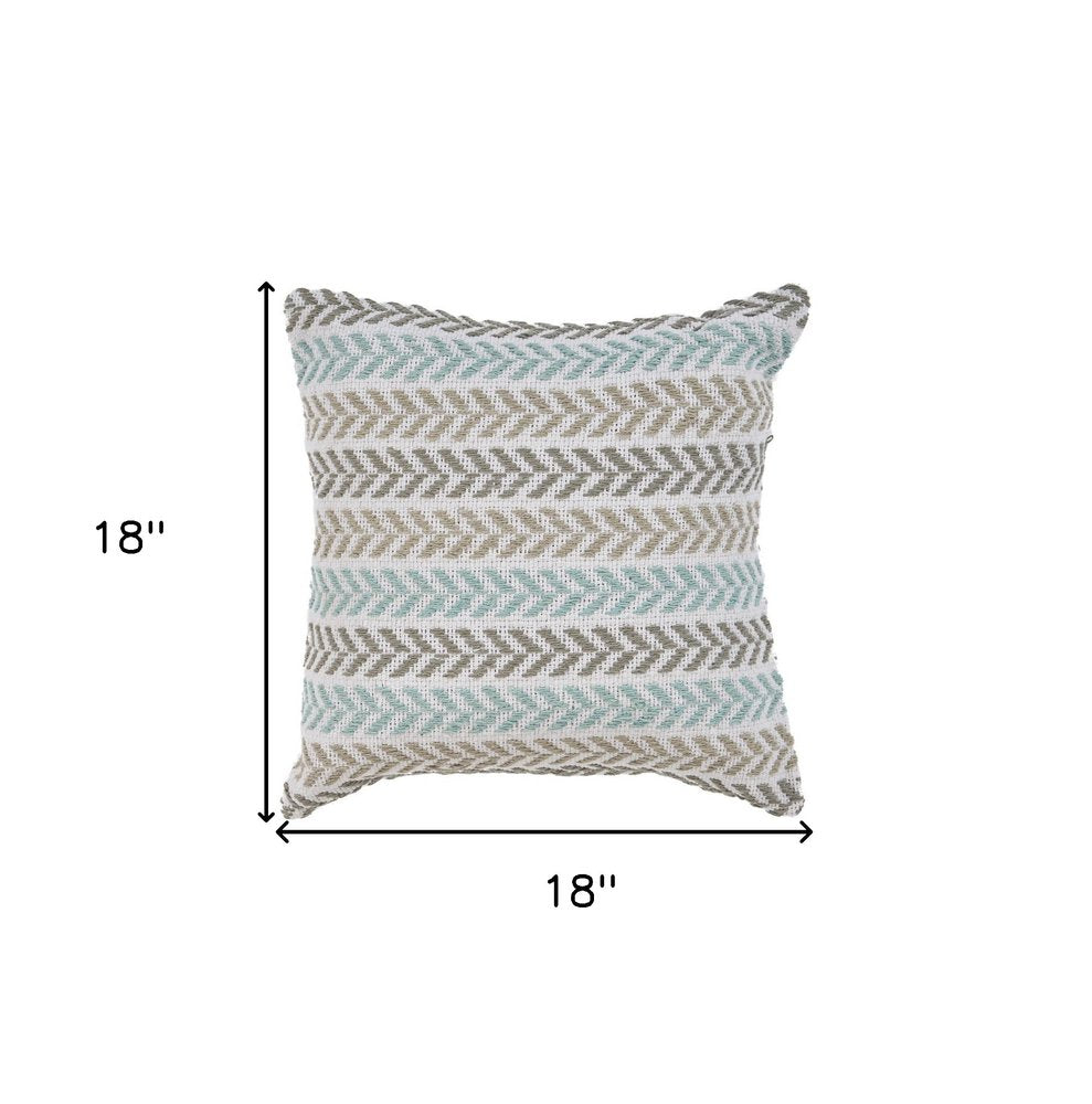 Set of Four 18" X 18" Blue Beach Chevron Cotton Zippered Pillow HomeRoots