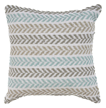 Set of Four 18" X 18" Blue Beach Chevron Cotton Zippered Pillow HomeRoots