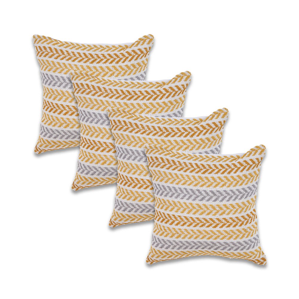 Set of Four 18" X 18" Orange Beach Chevron Cotton Zippered Pillow — view 1