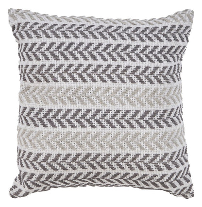 Set of Four 18" X 18" Gray Beach Chevron Cotton Zippered Pillow HomeRoots