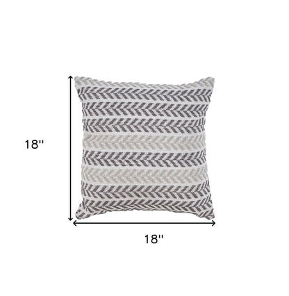 Set of Four 18" X 18" Gray Beach Chevron Cotton Zippered Pillow HomeRoots