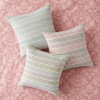 Set of Four 18" Purple Beach Chevron Cotton Throw Pillows HomeRoots