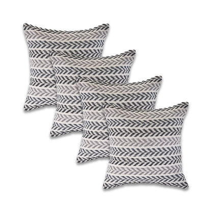 Set of Four 18" X 18" Black Beach Chevron Cotton Zippered Pillow HomeRoots