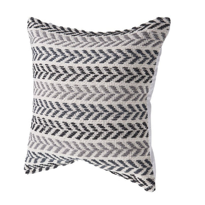 Set of Four 18" X 18" Black Beach Chevron Cotton Zippered Pillow HomeRoots