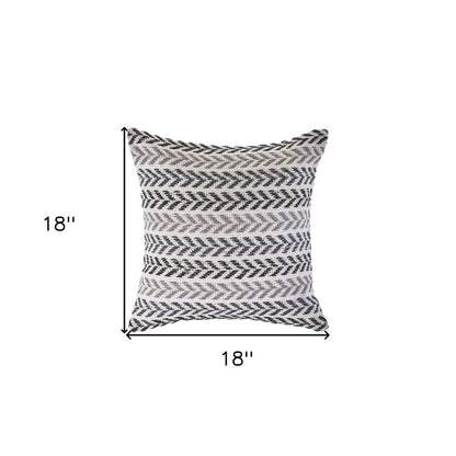Set of Four 18" X 18" Black Beach Chevron Cotton Zippered Pillow HomeRoots