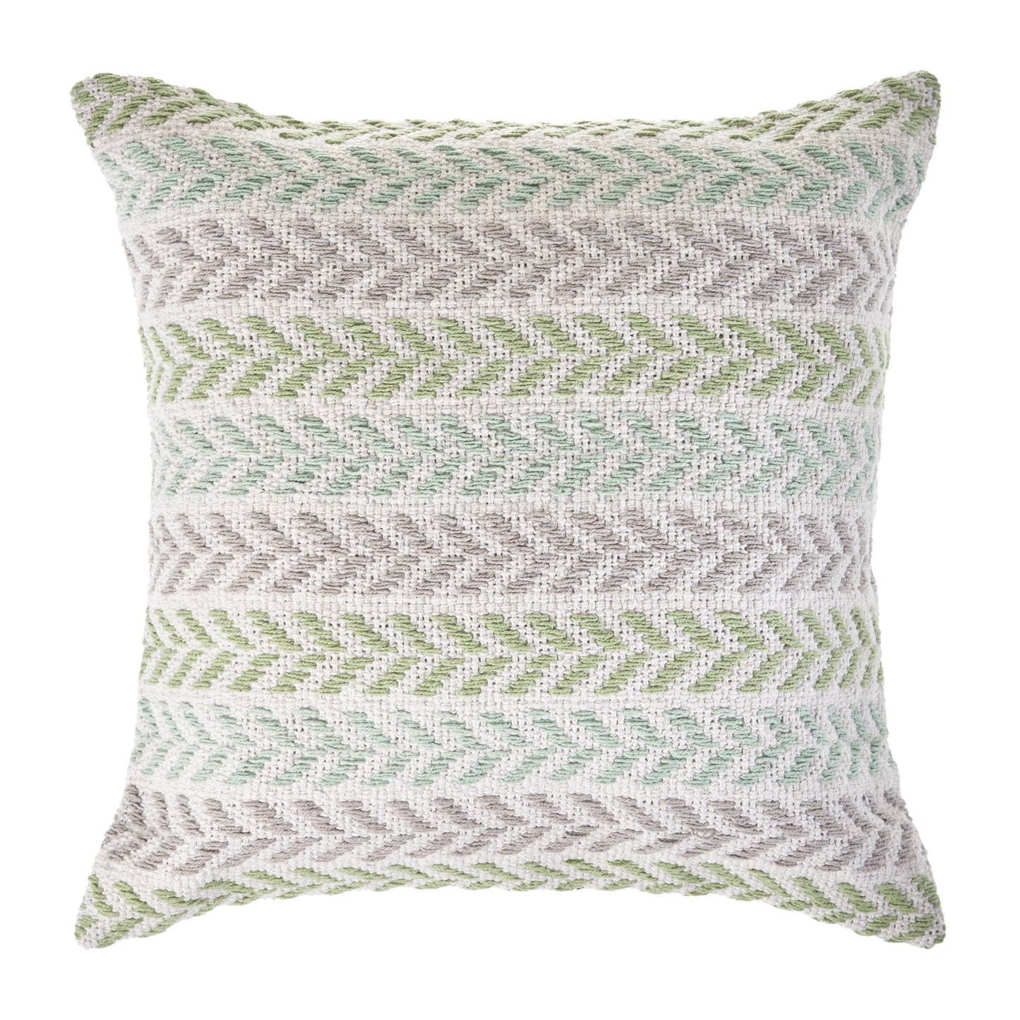 Set of Four 18" X 18" Green Beach Chevron Cotton Zippered Pillow FurniFindUSA