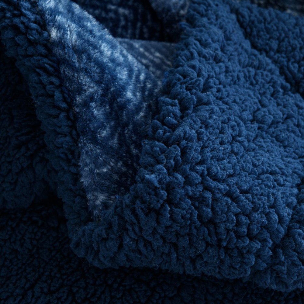50" X 60" Oxford Blue Faux Fur Herringbone Plush Throw Blanket HomeRoots
