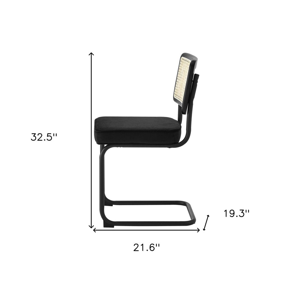 Set of Two Black Upholstered Velvet Dining Side Chairs — view 7