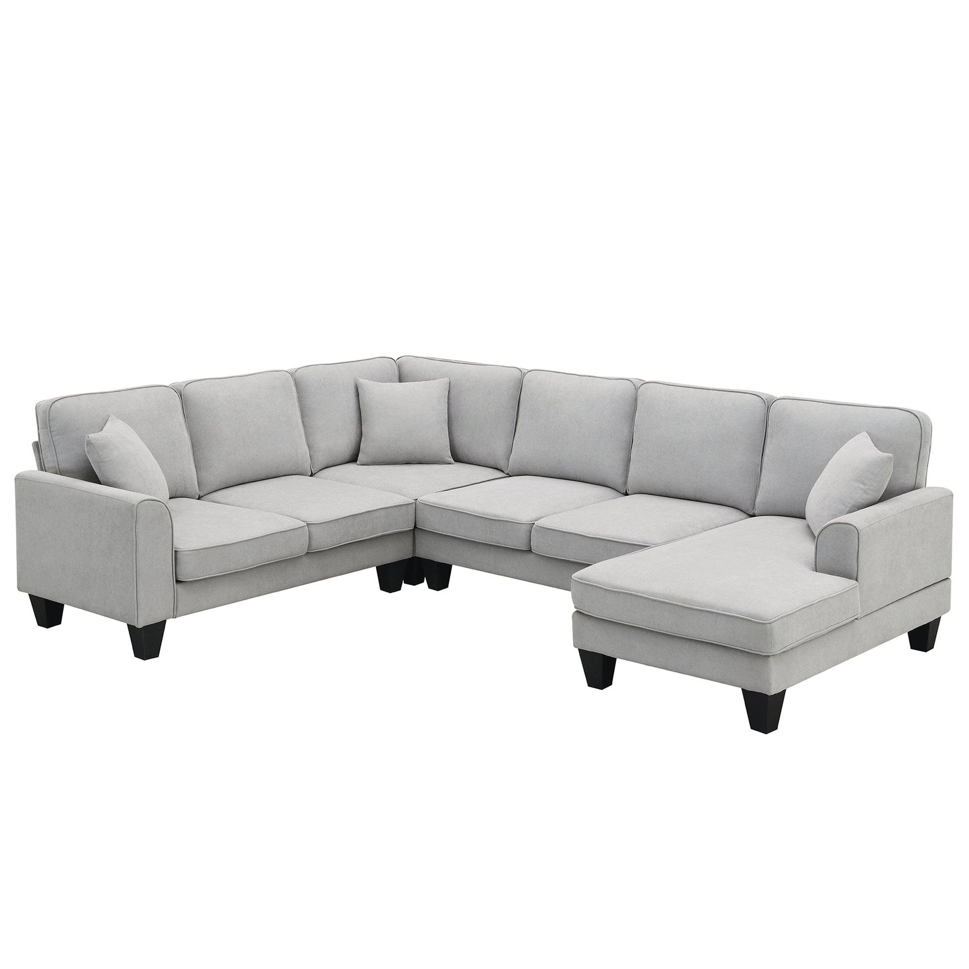 108*85.5" Modern U Shape Sectional Sofa 7 Seat Fabric Sectional Sofa Set - FurniFindUSA