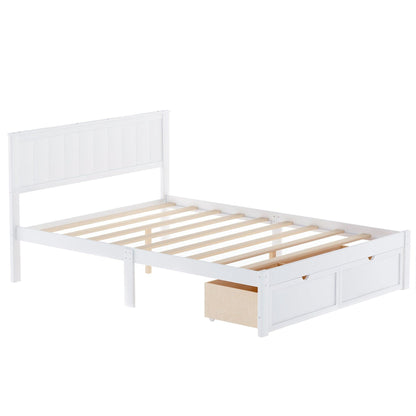 Full Size Platform Bed with Under-bed Drawers White - FurniFindUSA