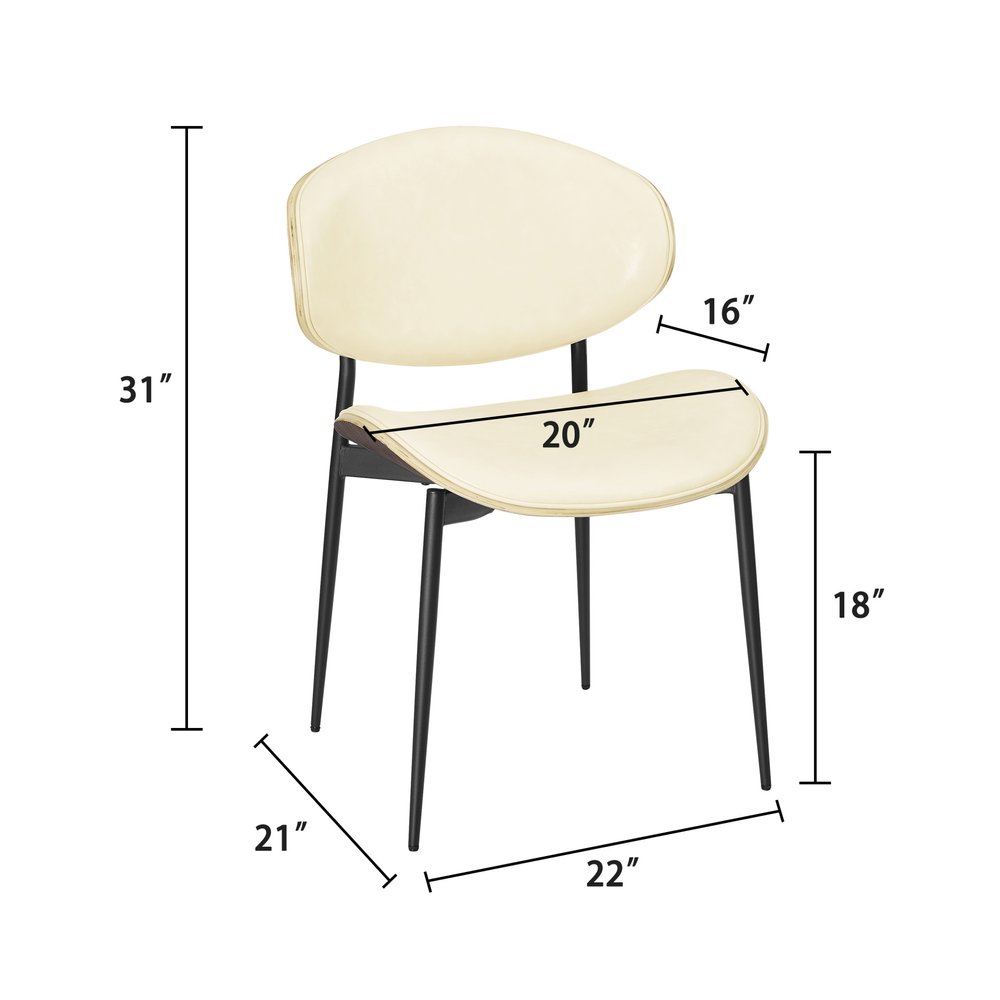Set of Two Black Faux Leather and Wood Partially Open Back Dining Side Chairs — view 10