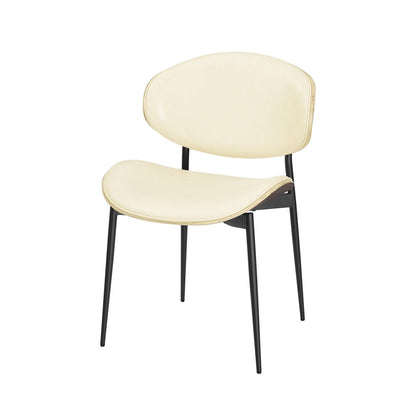Set of Two Black Faux Leather and Wood Partially Open Back Dining Side Chairs HomeRoots