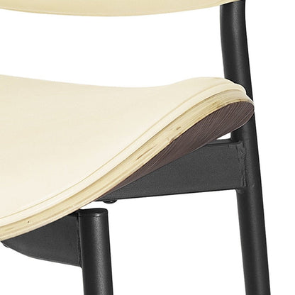 Set of Two Black Faux Leather and Wood Partially Open Back Dining Side Chairs HomeRoots