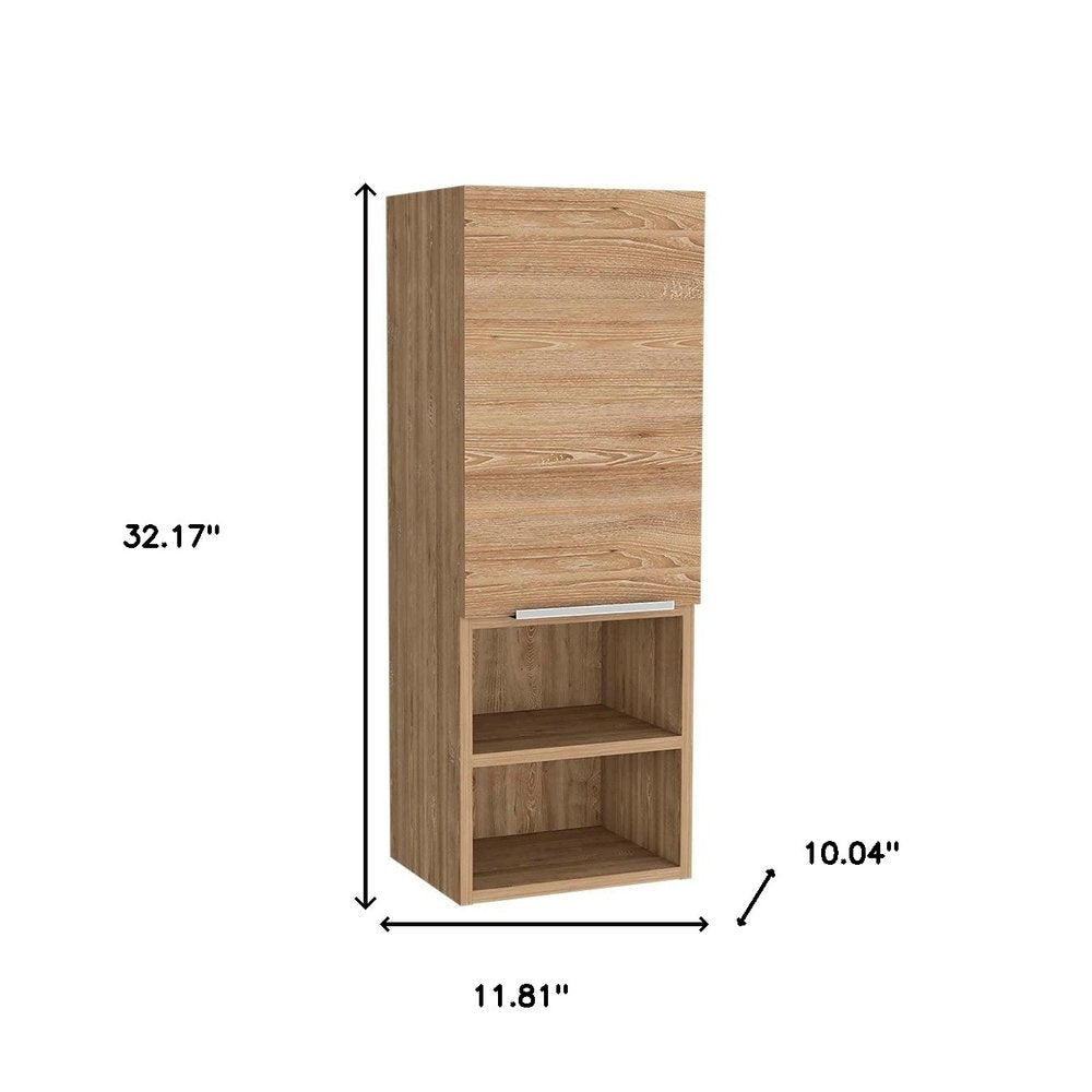 12" Natural Wood Floating Single Door Bathroom Vanity And Medicine Cabinet — view 5