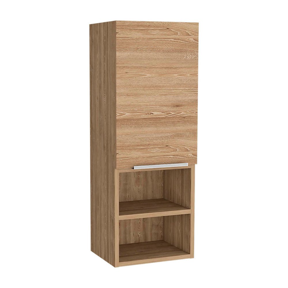 12" Natural Wood Floating Single Door Bathroom Vanity And Medicine Cabinet — view 1