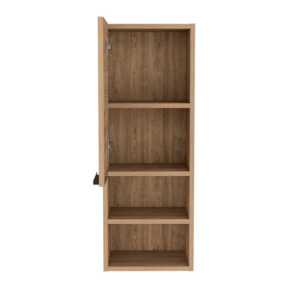 12" Natural Wood Floating Single Door Bathroom Vanity And Medicine Cabinet — view 2