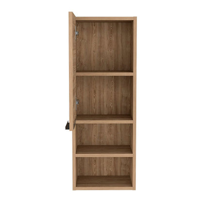 12" Natural Wood Floating Single Door Bathroom Vanity And Medicine Cabinet