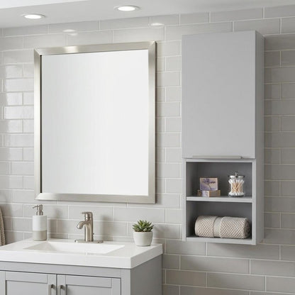 12" White Wood Wall Mounted Single Door Medicine Cabinet HomeRoots