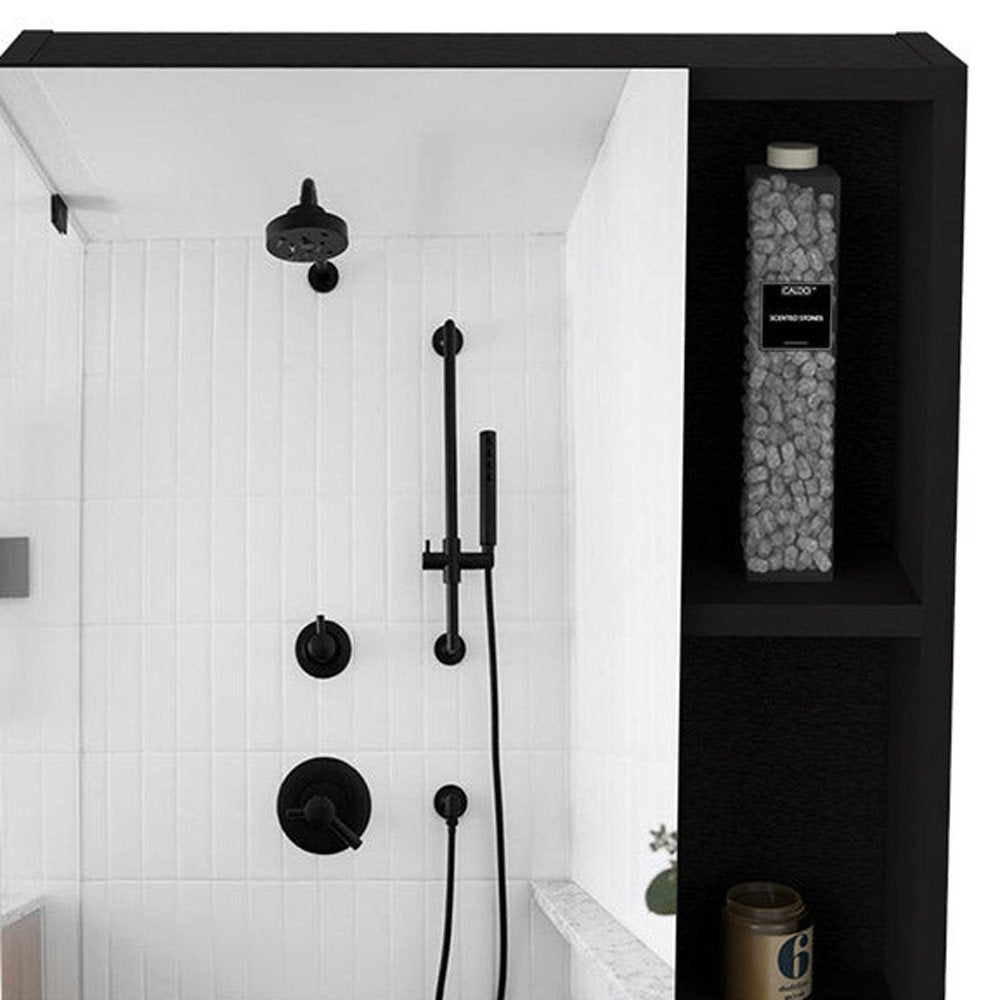 18" Black Wood Floating Single Door Bathroom Vanity And Medicine Cabinet — view 6