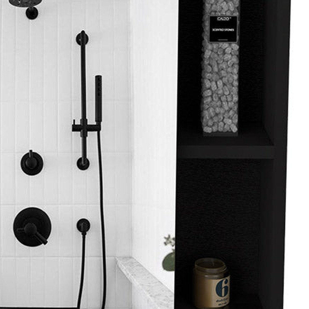 18" Black Wood Floating Single Door Bathroom Vanity And Medicine Cabinet — view 7
