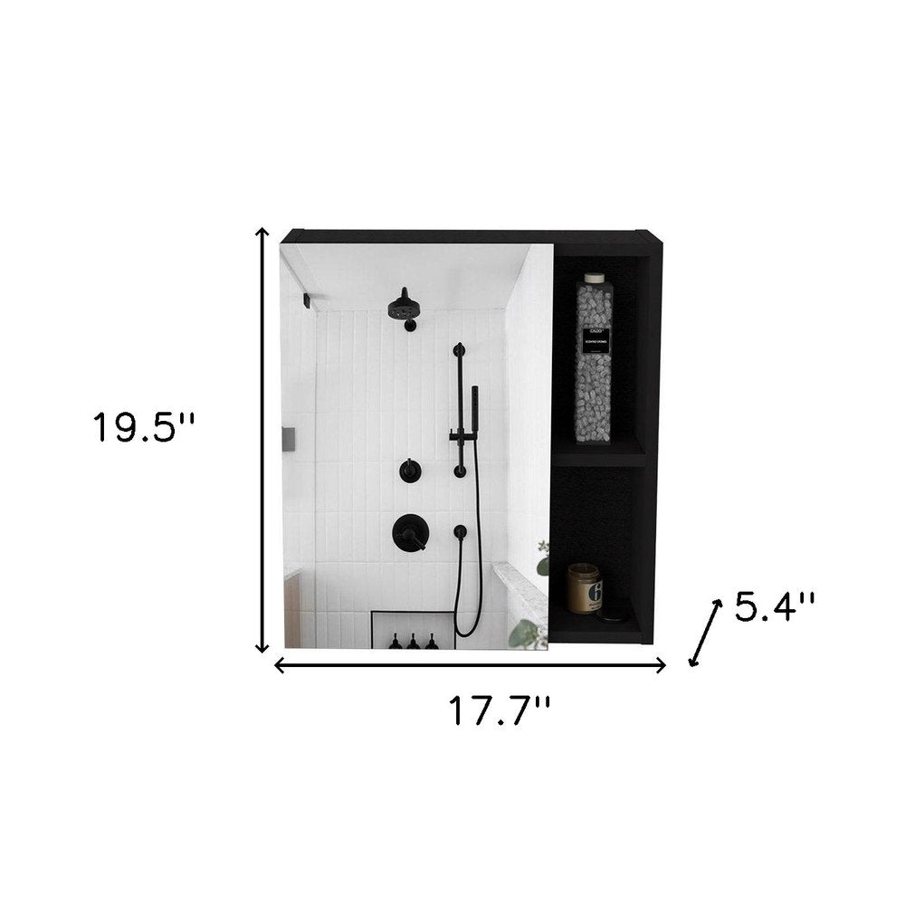 18" Black Wood Floating Single Door Bathroom Vanity And Medicine Cabinet — view 8