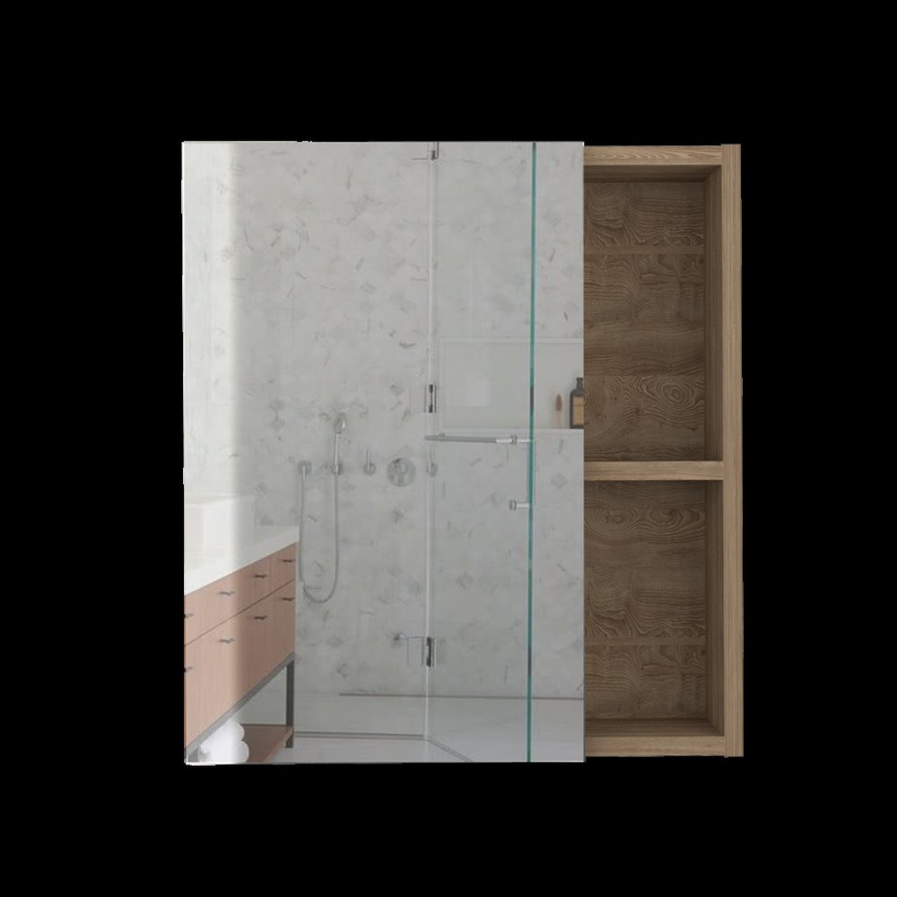 18" Natural Wood Wall Mounted Single Door Medicine Cabinet HomeRoots
